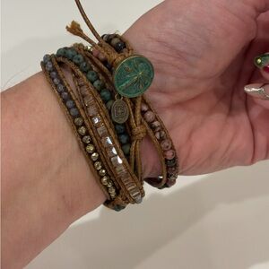 Bohemian Multi-Layered Bracelet with Green and Brown Accents
